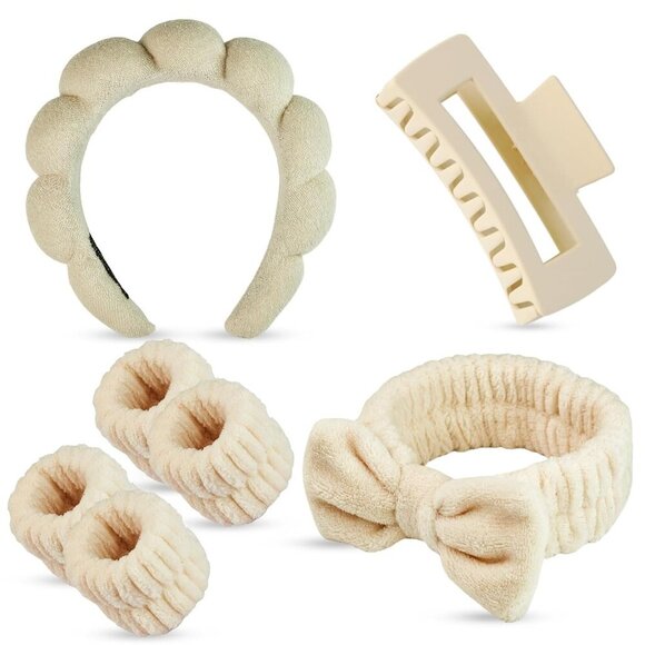 7 Pcs Spa Set, Facial Headband, Spa Headband and Wristband Set, Skincare Headban - Picture 1 of 6